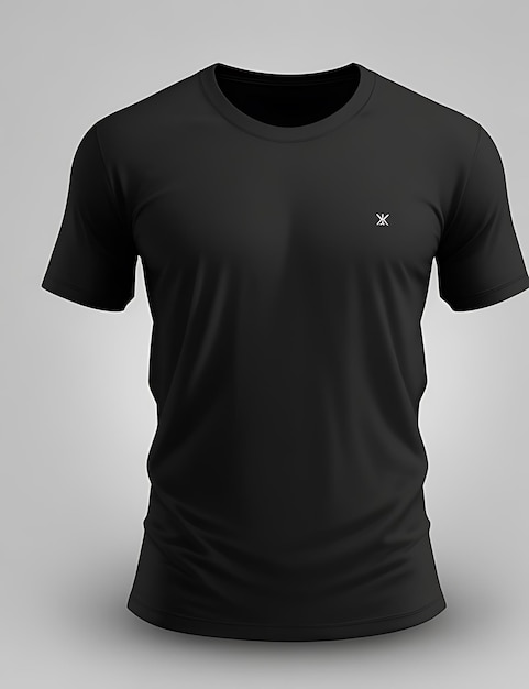 HighQuality Black Blank 3D TShirt Front View Mockup para Design de Vestuário e Apresentação de Marca