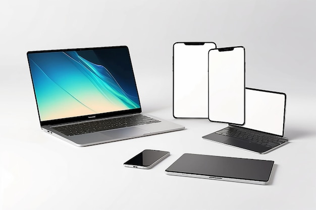 Foto highquality isolated laptop e smartphone mockups em branco