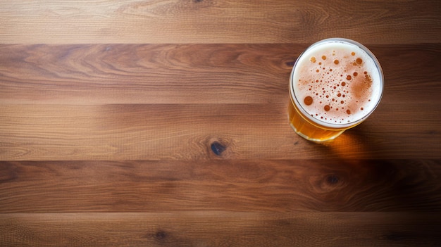 Highresolution Pale Ale On Wooden Table Top View (Visão de mesa de madeira em alta resolução)