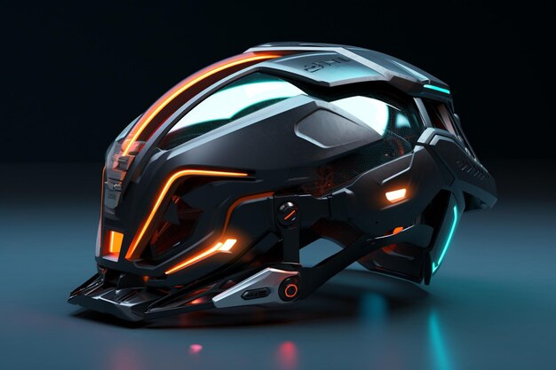 Hightech-Fahrradhelm mit integrierter LED Generative ai