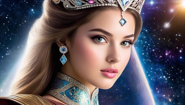 Foto hija de los dioses princesa de las galaxias hermosa mujer universo