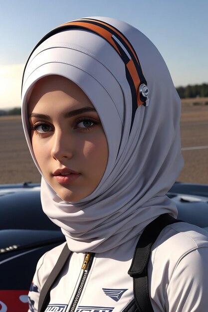 Hijab Frau Frau Modell Bild ai generiert.