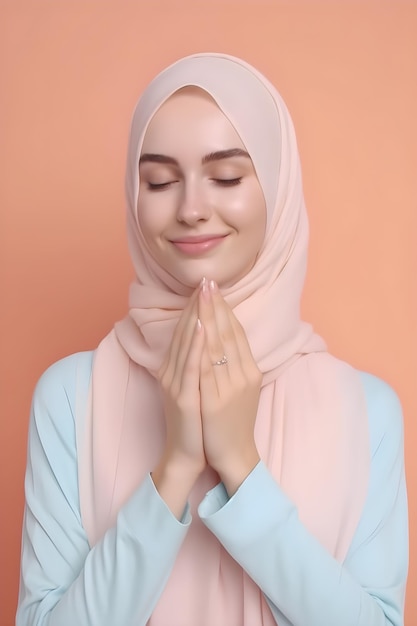 Hijab-Frau in Gebetspose