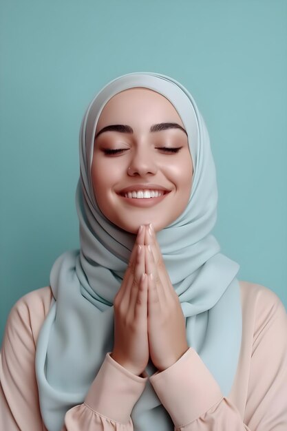 Hijab mujer en pose de oración