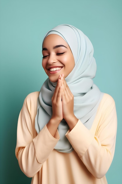 Hijab mujer en pose de oración