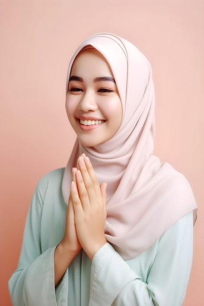 Hijab mujer en pose de oración