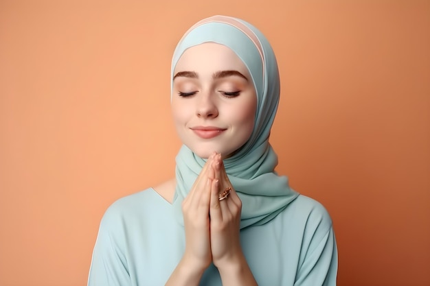 Hijab mujer en pose de oración