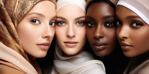Hijab Unidade Diferentes Tons de Pele