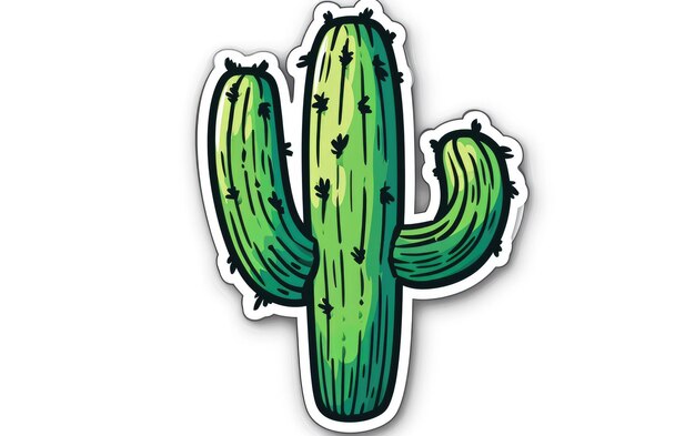 Hilarante pegatina de plástico para la edición de cactus de la camiseta aislada en un fondo transparente