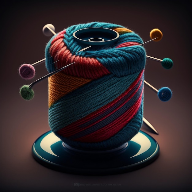 Foto hilo y aguja vista de cerca color hilo destreza artesanía costura bobina de hilado