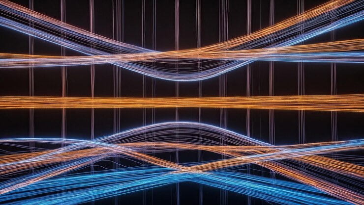 Foto los hilos brillantes de fibra óptica tejen un vibrante tapiz digital de luz y color