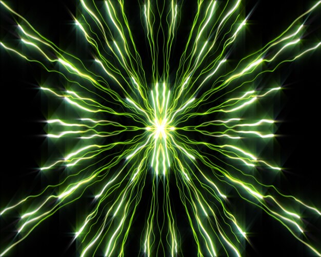 Hilos de hebras de luces verdes