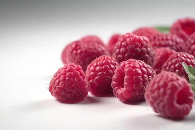 Foto himbeere auf weißem hintergrund saftige rote beeren frisch und süß