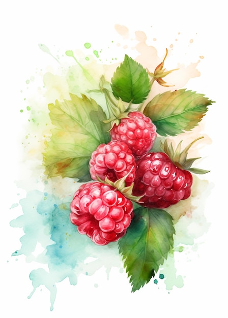 Foto himbeeren auf grünem hintergrund