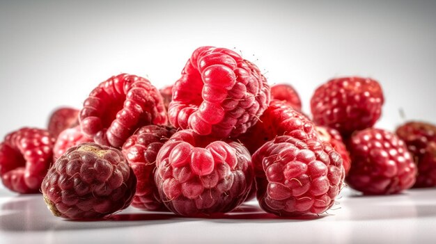 Himbeeren auf weißem Hintergrund generative ai