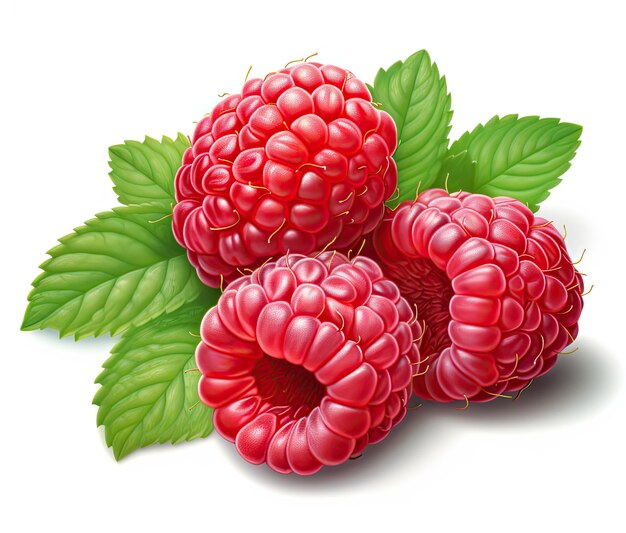 Himbeeren auf weißem Hintergrund