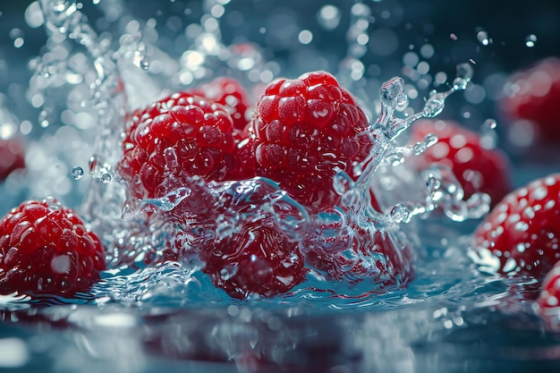 Himbeeren fallen ins Wasser