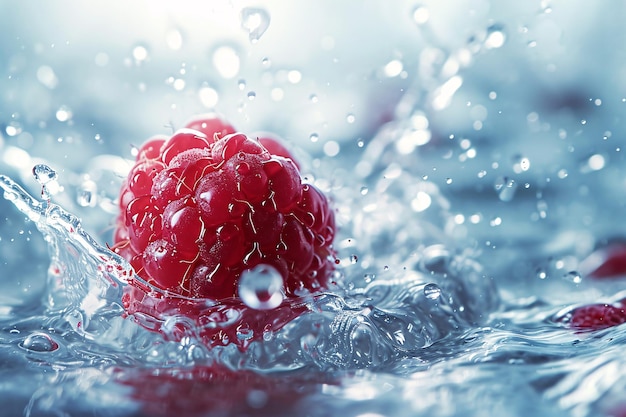 Himbeeren fallen ins Wasser