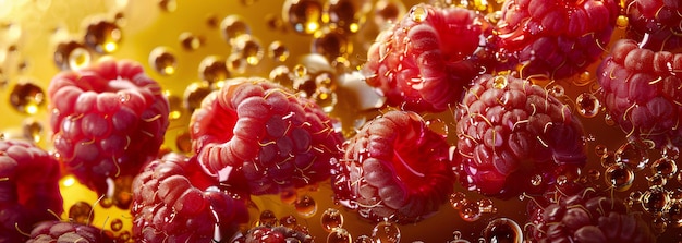 Foto himbeeren in honig süßes dessert