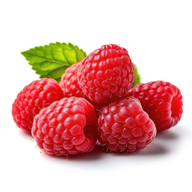 Himbeeren isoliert auf weißem Hintergrund generative KI