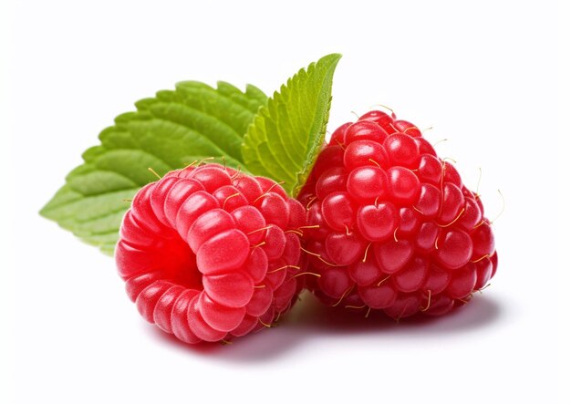 Himbeeren mit hohem Fasergehalt Beeren auf WhiteMacroAI Generative