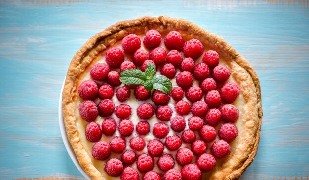 Himbeertarte mit Pudding