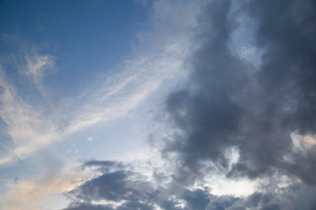 Himmel mit hellen und dunklen Wolken bei Sonnenuntergang