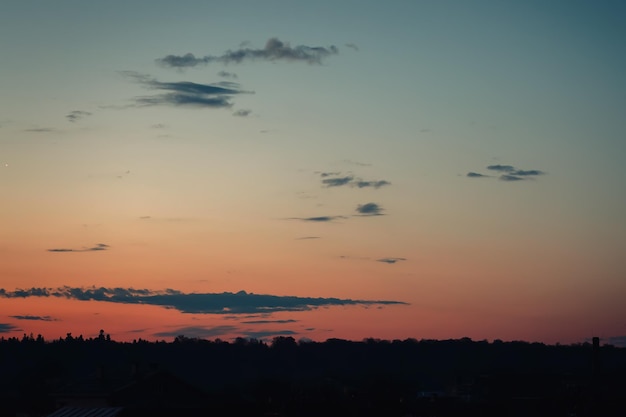 Himmel vor Sonnenaufgang mit wenigen Wolken