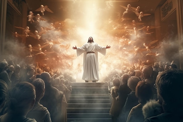 Himmelfahrtstag Jesu Christi oder Auferstehungstag des Sohnes Gottes Konzept des Himmelfahrtstages in der Kirche