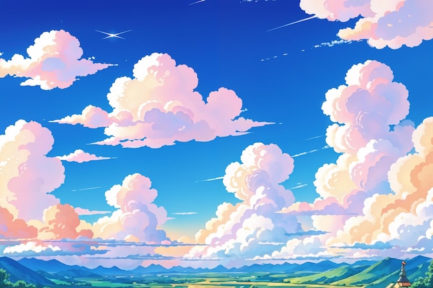 Himmelwolken Muster im Anime-Stil Studio Ghibli