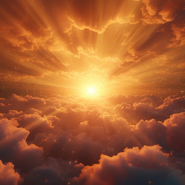 Himmlische Dämmerung 3D-Illustration eines Sonnenuntergangs mit Wolken Für soziale Medien Postgröße