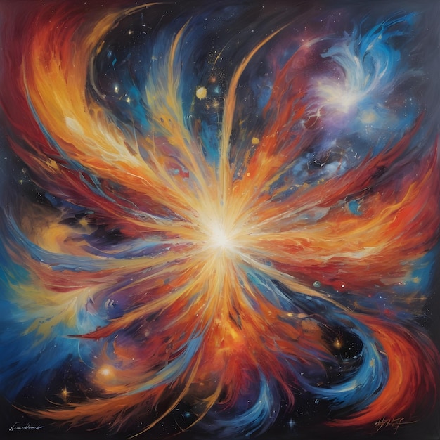 Himmlische Fusion Kosmische Energie explodiert in abstrakte Bereiche