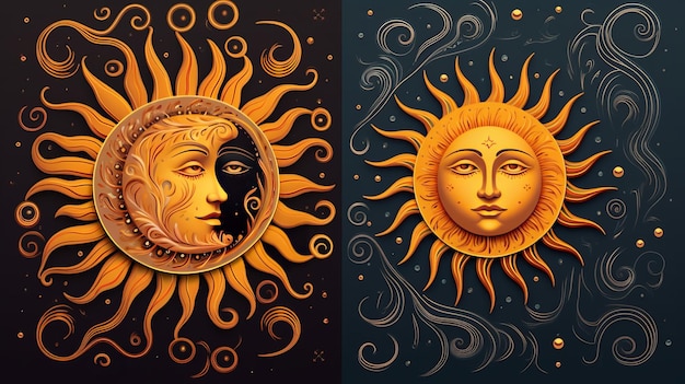 Himmlische Harmonie künstlerische Sonne und Mond