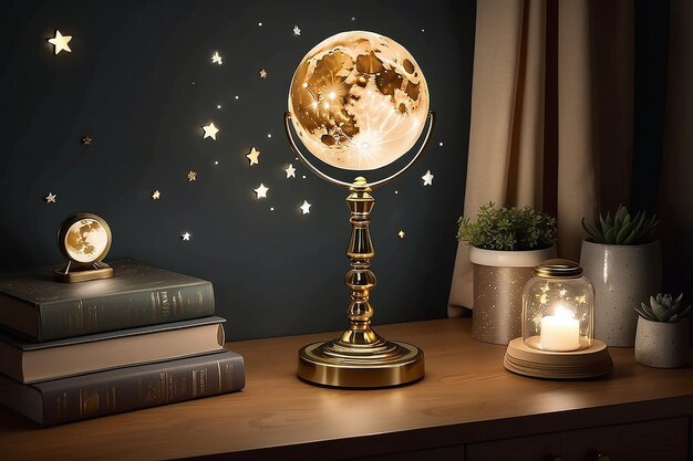 Himmlischer Mond und Sterne Bettscheinlampe