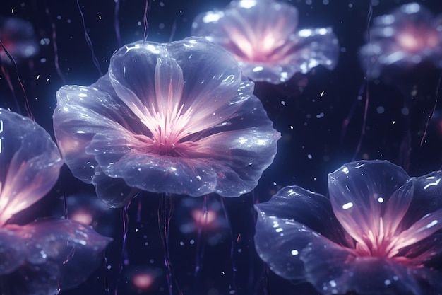 Himmlisches Ballett von schwebenden Blumen in einem Spacetim 00052 03