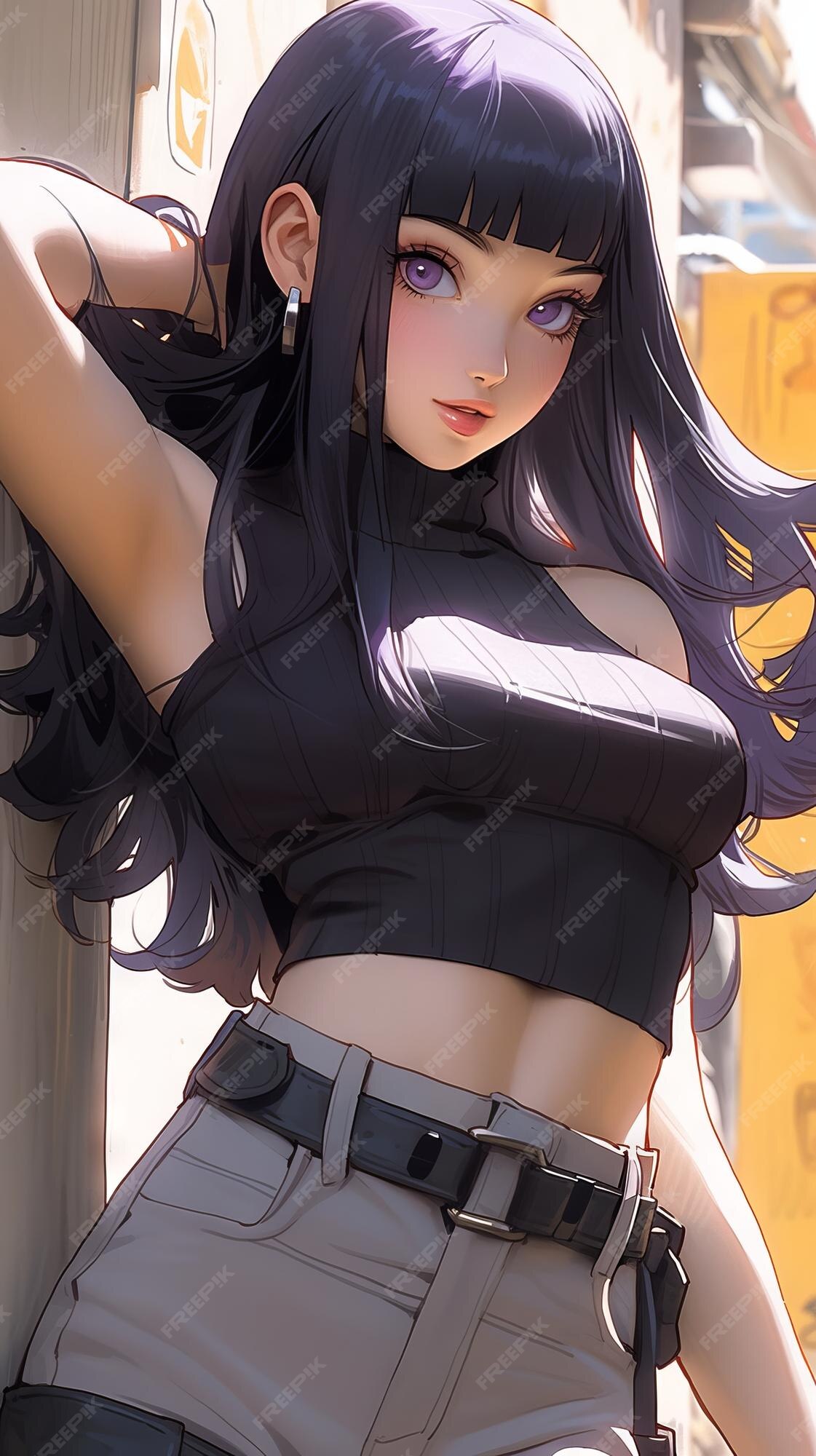 Hinata hyuga do estilo anime naruto hot babe fofa incrivelmente