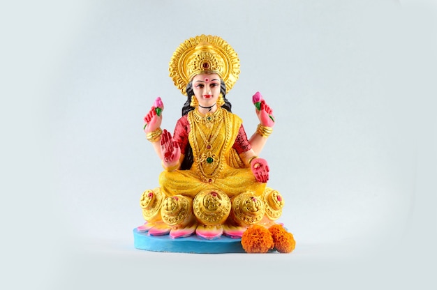 Hindu-Göttin Lakshmi auf einem grauen Hintergrund