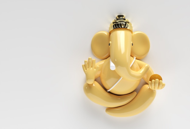 Hindu-Gott Ganesha Statue - Hindu Religion Festival Konzept Elefant. 3D-Render-Abbildung.