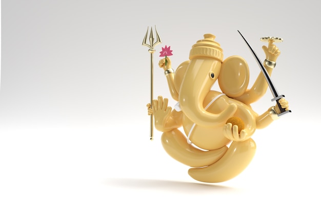 Foto hindu-gott ganesha statue - hindu religion festival konzept elefant. 3d-render-abbildung.