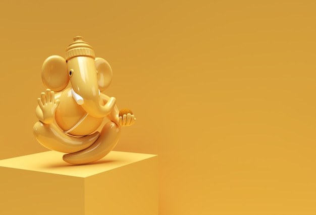 Hindu-Gott Ganesha Statue - Hindu Religion Festival Konzept Elefant. 3D-Render-Abbildung.