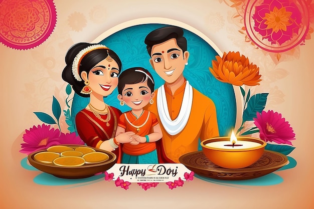 Hindu tradicional bhai dooj deseja fundo com margarida e tilak vetor de design