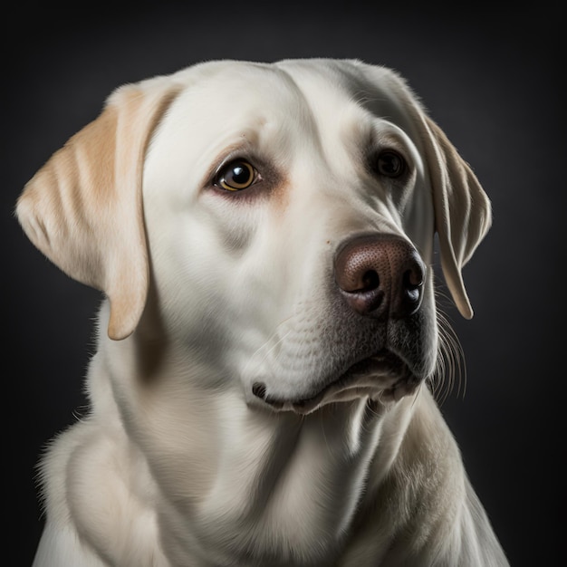 Hinreißendes Porträt eines blonden Labrador-Retriever-Hundes auf isoliertem Hintergrund