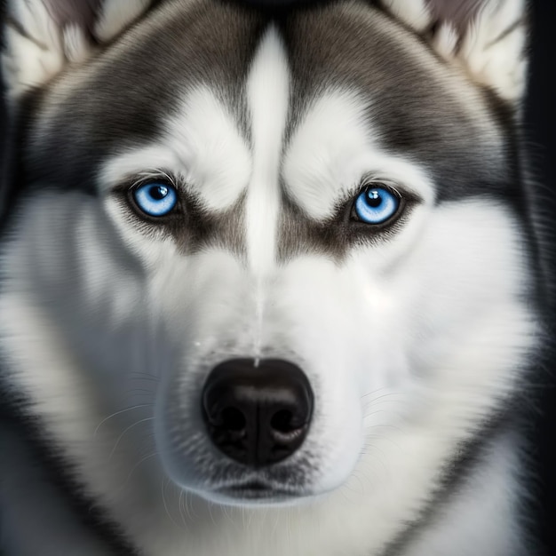 Hinreißendes Studioportrait des sibirischen Husky-Hundes auf isoliertem Hintergrund