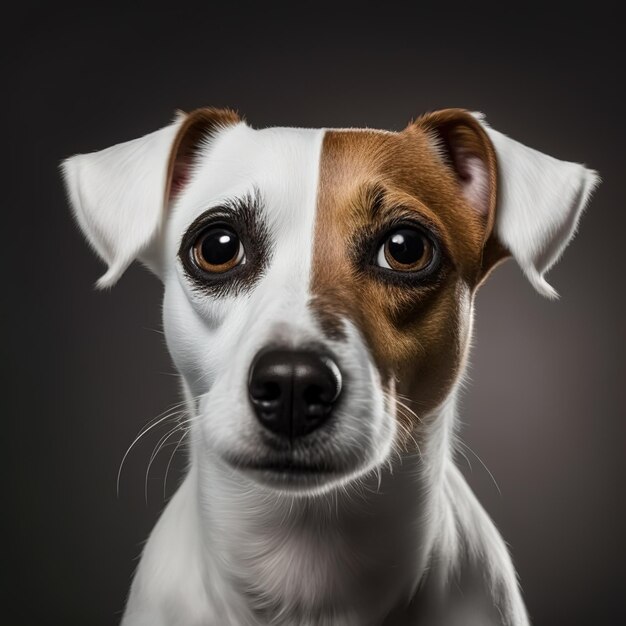 Foto hinreißendes studioportrait von jack russel terrier hund auf isoliertem hintergrund