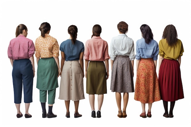 Hinterbild verschiedener Frauen, die nebeneinander stehen