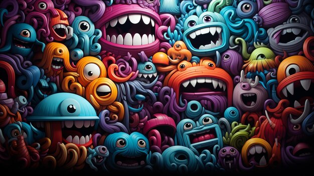 Foto hintergrund 3d-droodle-monster