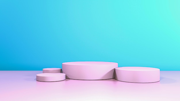 hintergrund 3d render poduim rosa und blaue anzeige 3d