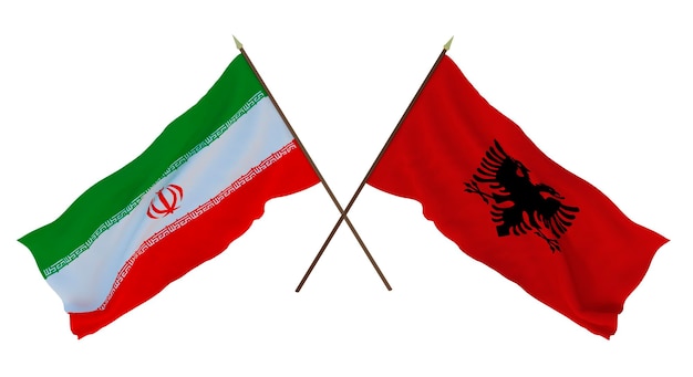 Hintergrund 3D-Rendering für Designer Illustratoren Flaggen zum Nationalen Unabhängigkeitstag Iran und Albanien