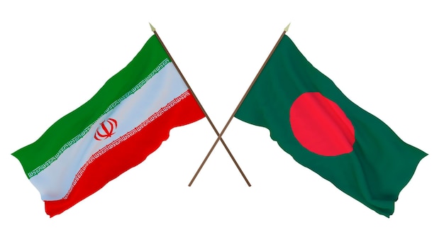 Hintergrund 3D-Rendering für Designer Illustratoren Flaggen zum Nationalen Unabhängigkeitstag Iran und Bangladesch