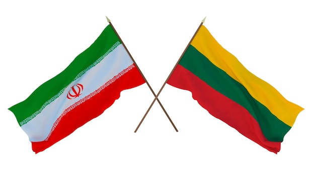 Hintergrund 3D-Rendering für Designer Illustratoren Flaggen zum Nationalen Unabhängigkeitstag Iran und Litauen